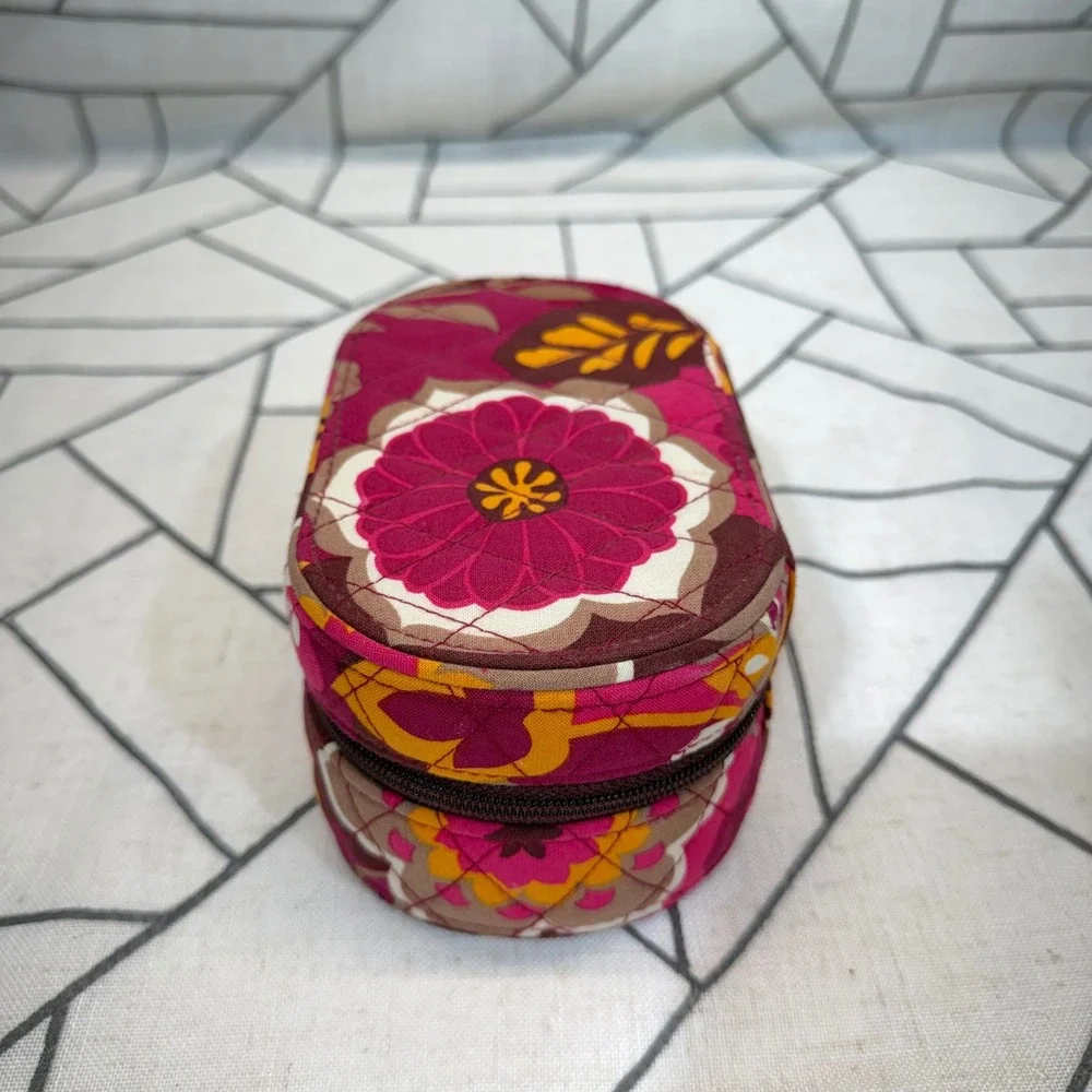 Vera Bradley Jewelry Organizer Small Plum Petals Floral Quilted Travel Case